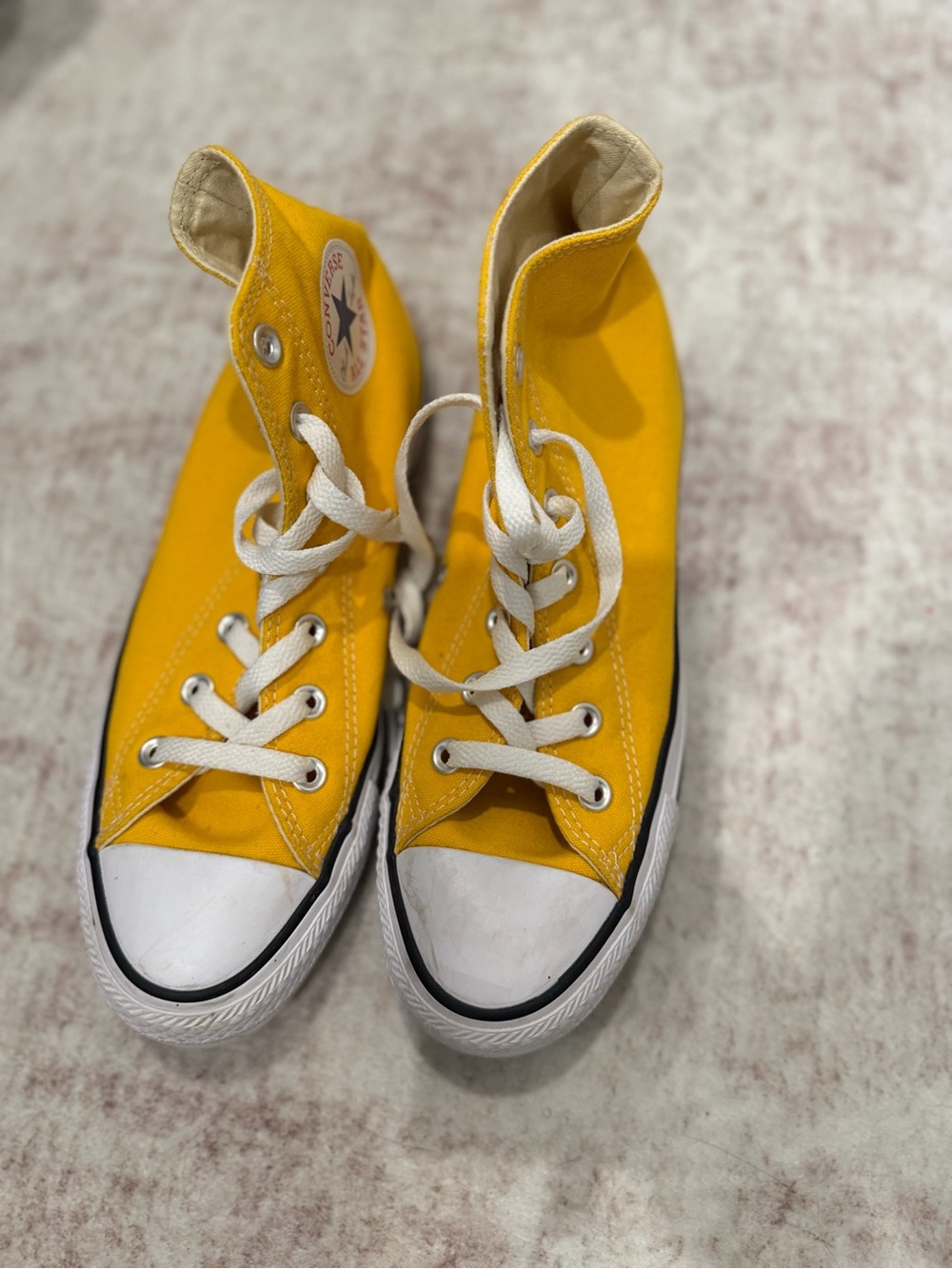 Yellow High-Top Canvas Athletic Sneakers with White Laces